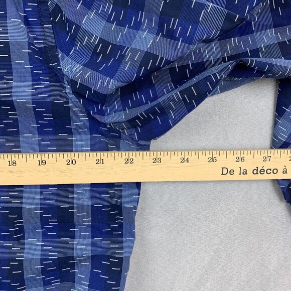 Robert Graham Mens Shirt Large Blue Plaid Button Up Long Sleeve Tailored Stretch - Picture 5 of 7